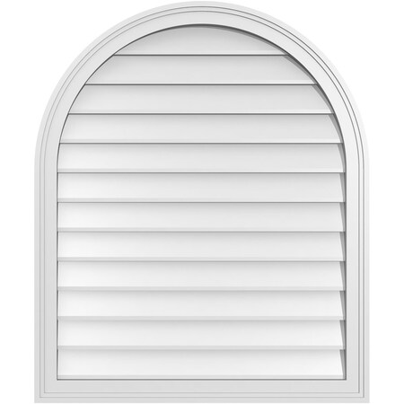 Ekena Millwork Round Top Surface Mount PVC Gable Vent w/ 2"W x 1-1/2"P Brickmould Frame, 30"W x 36"H GVPRT30X3602SN